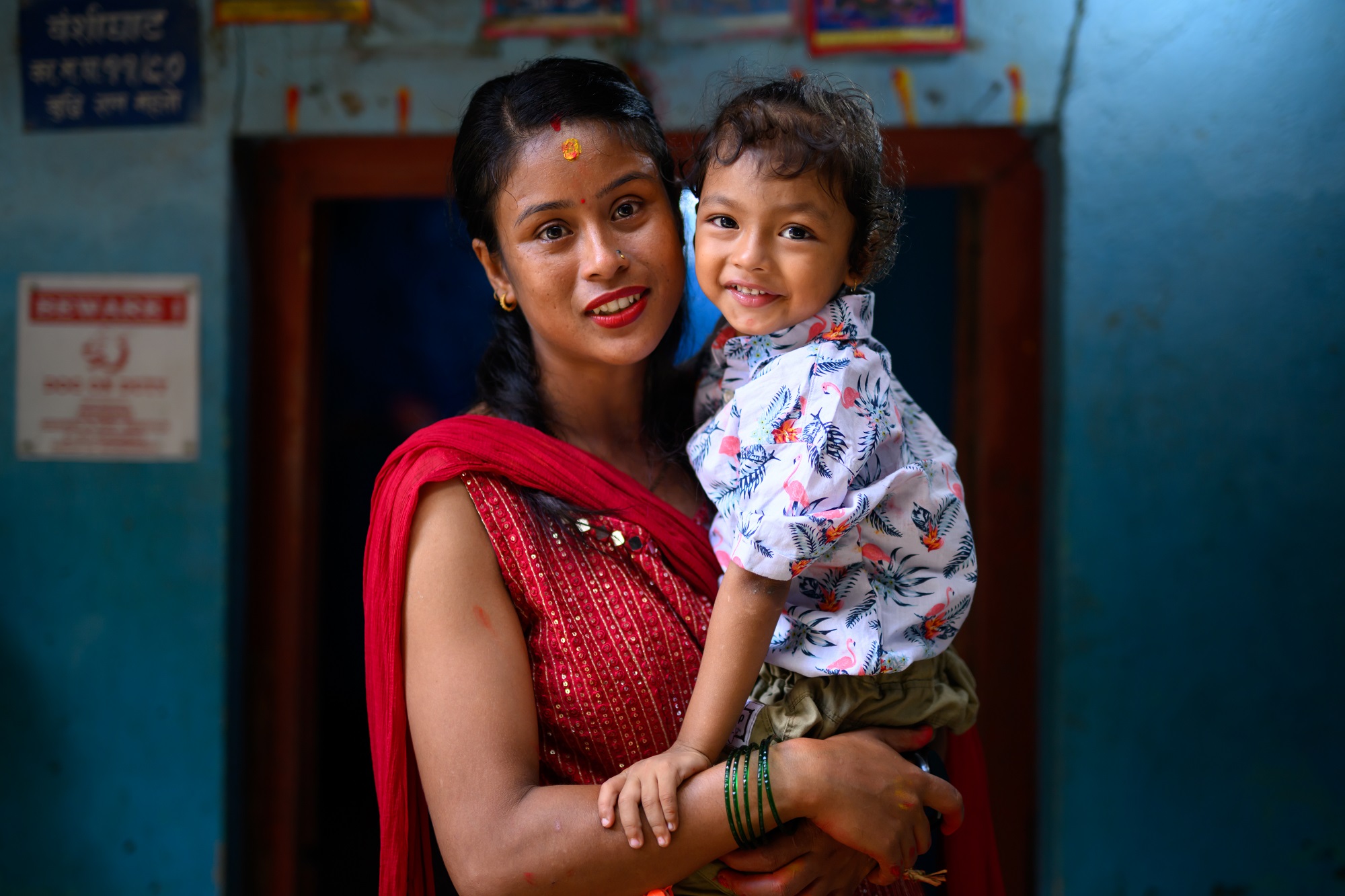 A mother and child looking at the camera in Nepal
