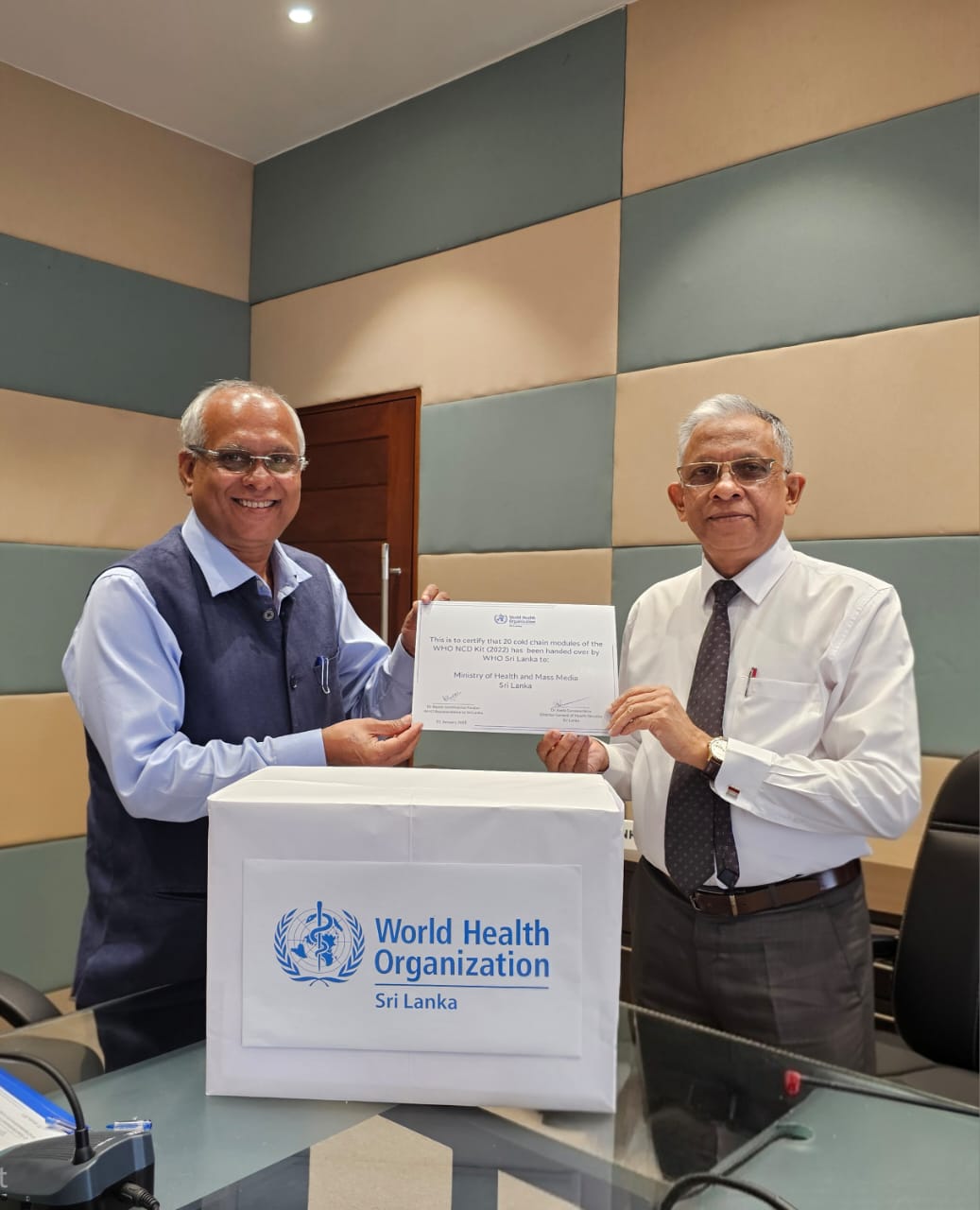 WHO Representative handed over the life saving Insulin consignment to Director General of Health Services