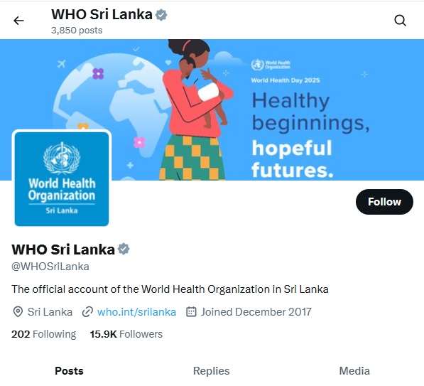 WHO Sri Lanka X account image