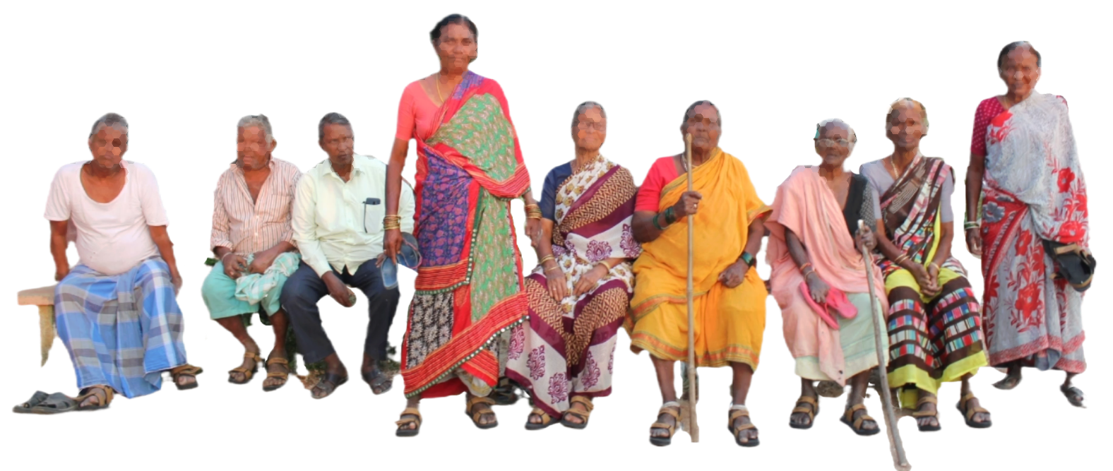 Leprosy patients with specially designed custom footwear by LEPRA Society