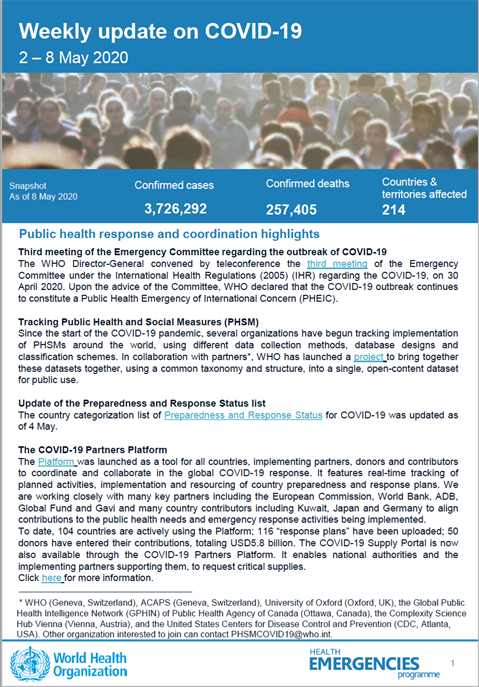 Weekly operational update on COVID-19 - 8 May 2020