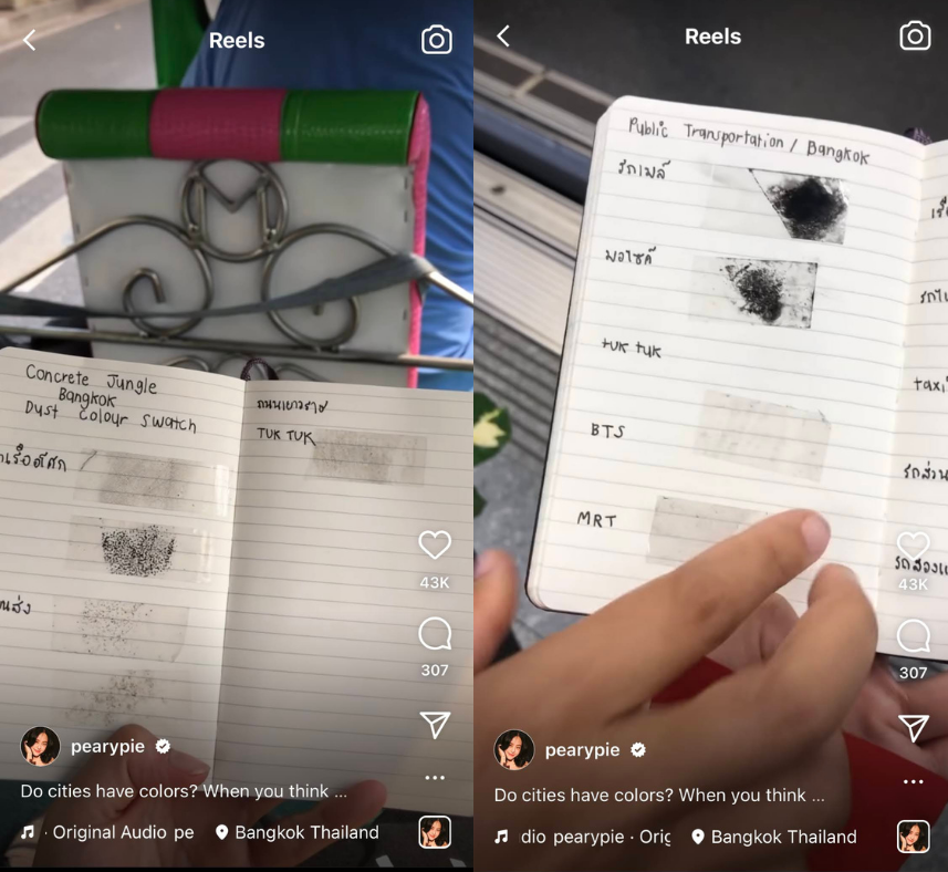 Screenshots of an Instagram Reel of Pearypie