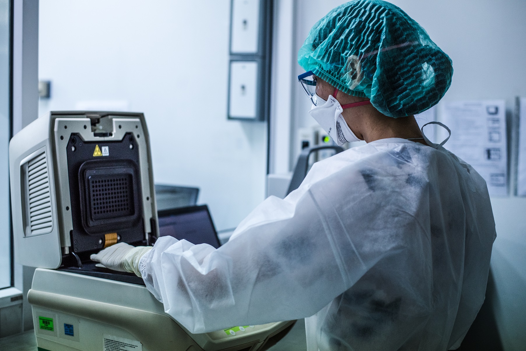 The sample, a PCR mixture, will be analysed in a Thermal Cycler machine. RT-PCR technique to detect the novel coronavirus genetic information at the Department of Medical Science 