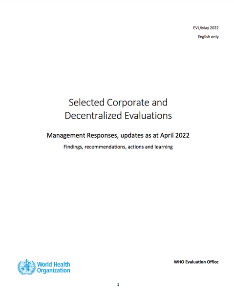 Corporate and decentralized evaluations: findings, recommendations, actions and learning, 2022