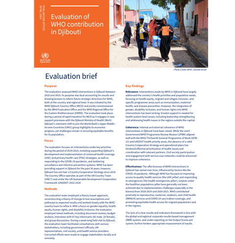 WHO contribution in Djibouti: Evaluation brief