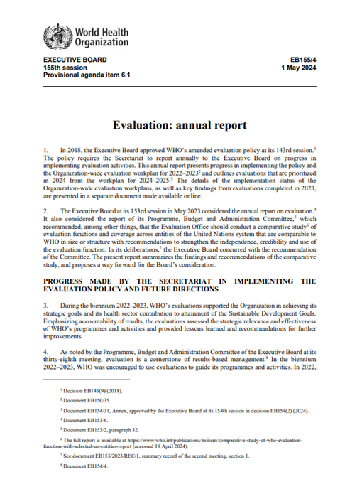 2024 Evaluation Annual Report (EB155/4)