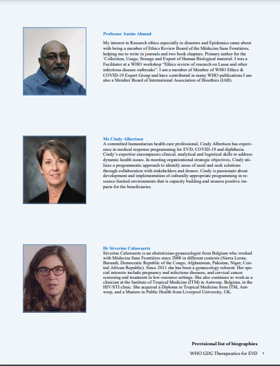 WHO Guideline Development Group for Therapeutics for Ebola Virus Disease