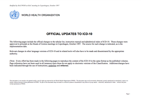 ICD-10 Updates 1997