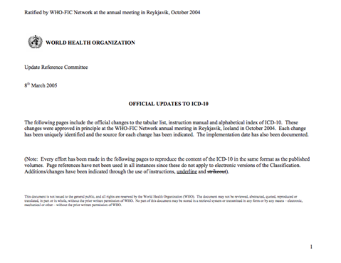 ICD-10 Updates 2004