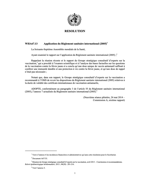 WHA67.13 Application du Règlement sanitaire international (2005)