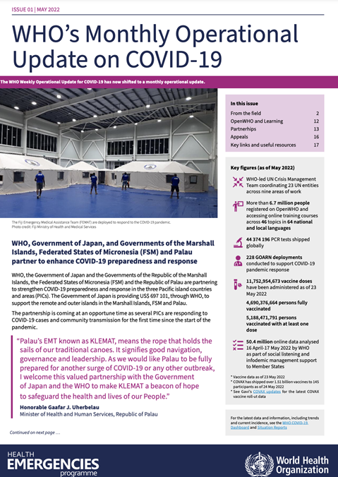 Monthly operational update on COVID-19 - May 2022