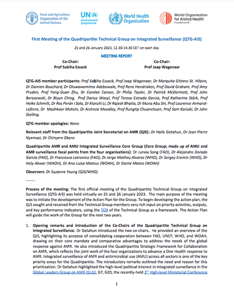 First Meeting of the Quadripartite Technical Group on Integrated Surveillance (QTG-AIS)