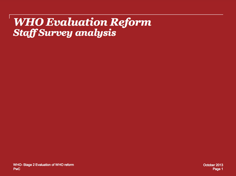 WHO Reform Stage 2 Evaluation - Staff Survey analysis