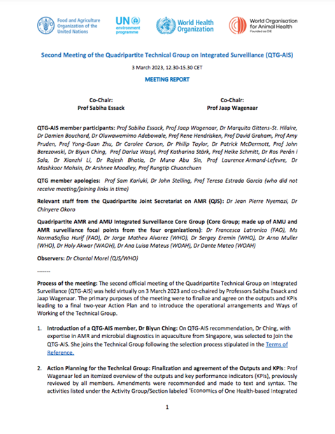 Second Meeting of the Quadripartite Technical Group on Integrated Surveillance (QTG-AIS)