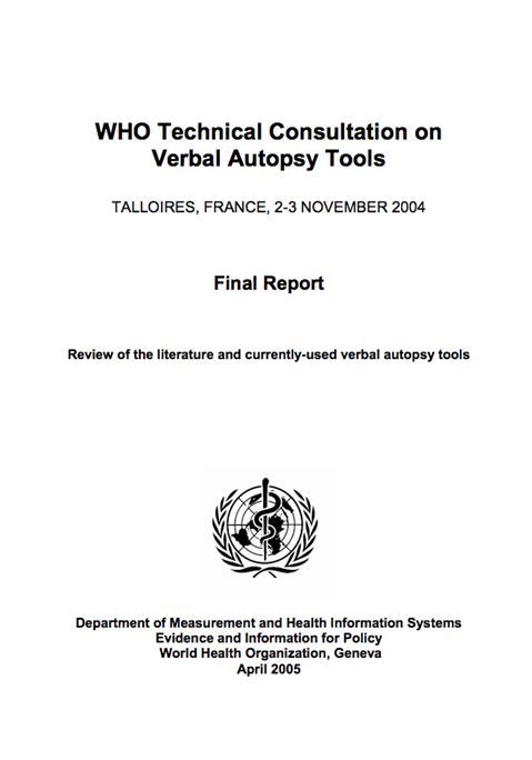 WHO Technical Consultation on Verbal Autopsy Tools