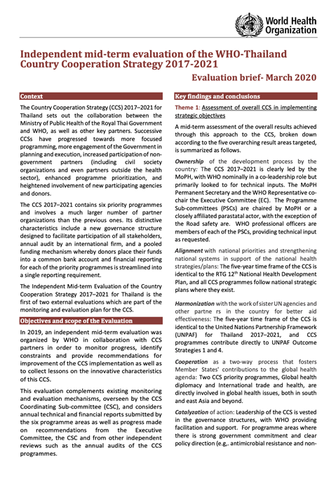 Thailand CCS - Evaluation Brief - March 2020