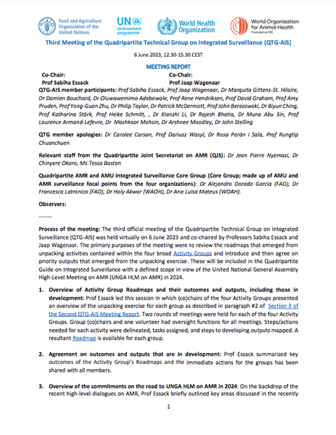 Third Meeting of the Quadripartite Technical Group on Integrated Surveillance (QTG-AIS)