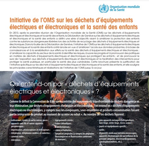 Initiative de l’OMS sur les déchets d’équipements électriques et électroniques et la santé des enfants (brochure)
