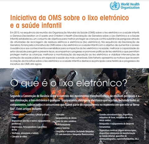 Iniciativa da OMS sobre o lixo eletrónico e a saúde infantil (brochura)