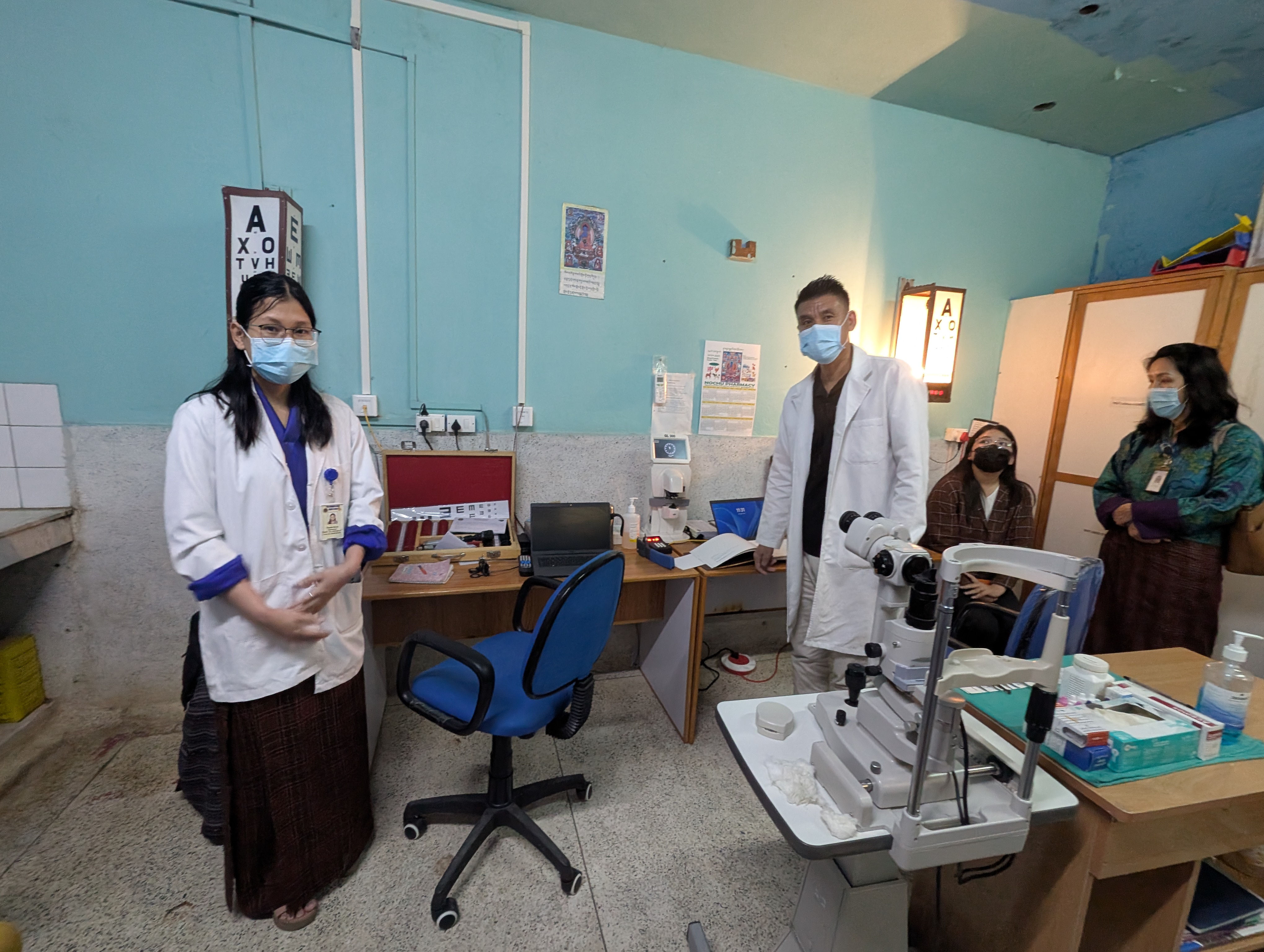 Some health workers in an eye clinic