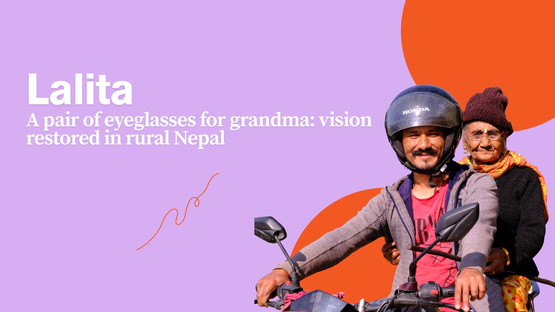 A young man and an older adult (woman) on a motorbike. The woman is wearing eyeglasses