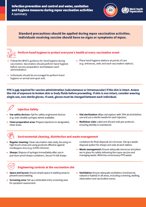 Infection prevention and control and water, sanitation and hygiene measures during mpox vaccination activities