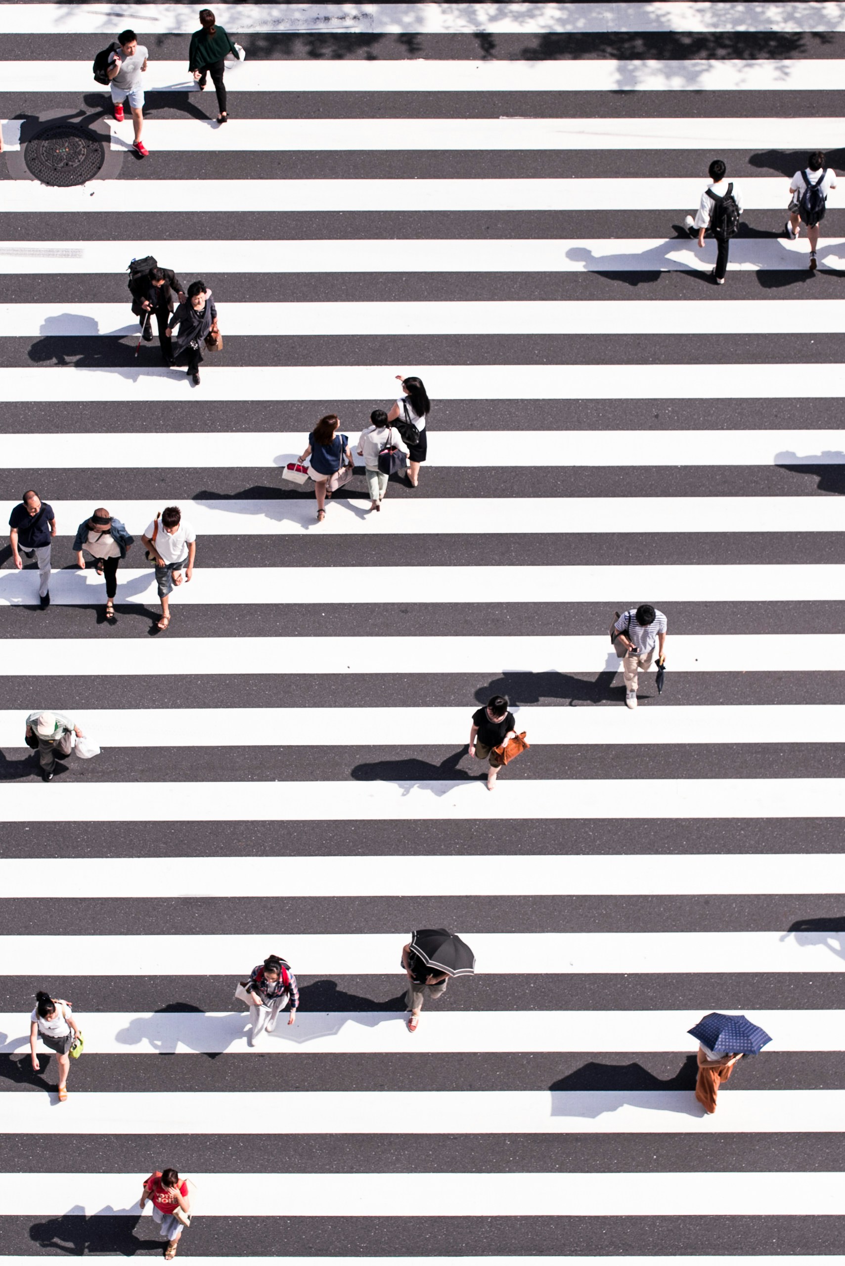 Crosswalk in Japan Aerial view of a crosswalk with pedestrians