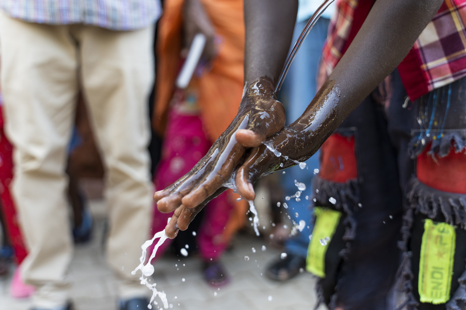 Child washing hands