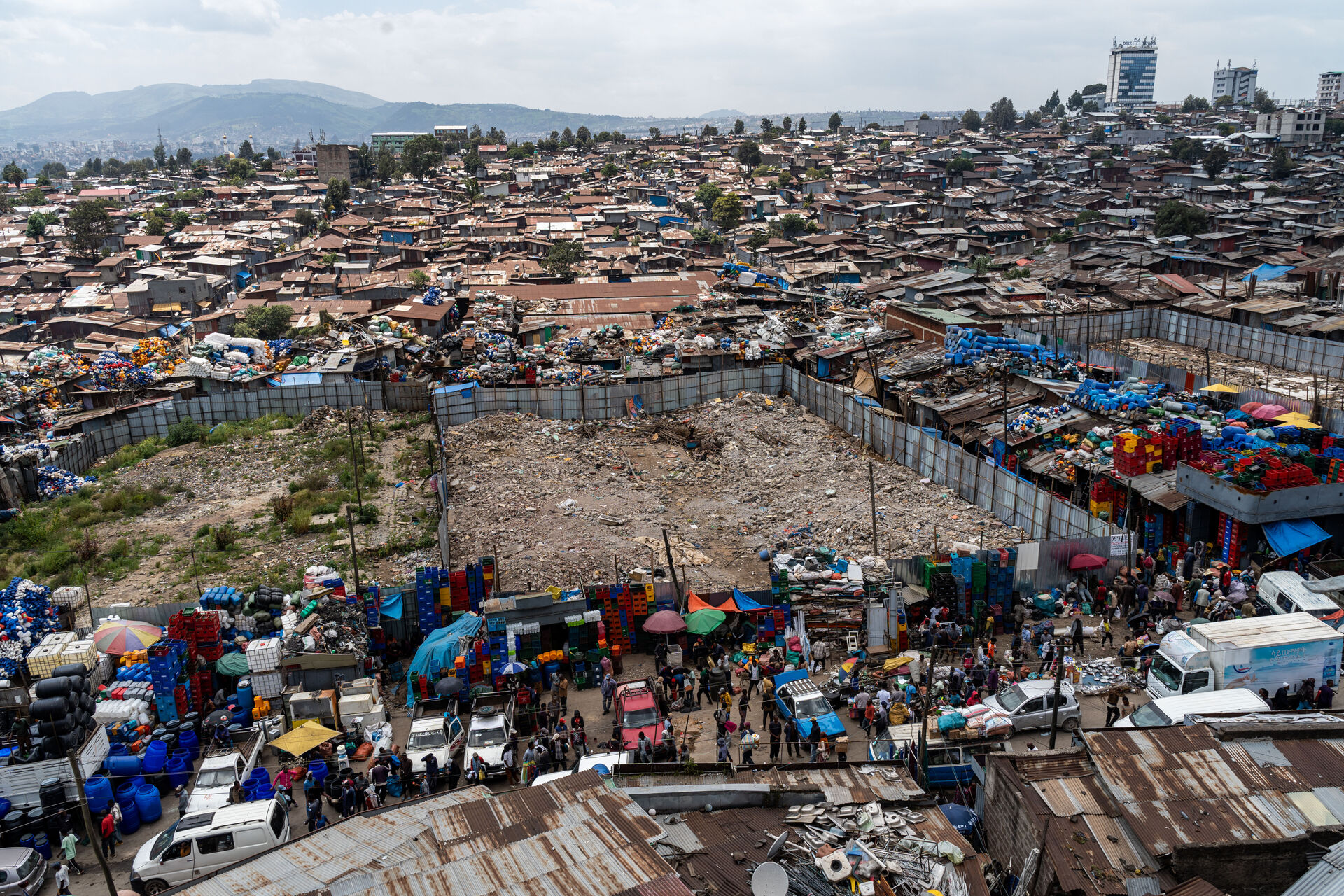 Minalesh Tera market in Addis Ababa, Ethiopia.