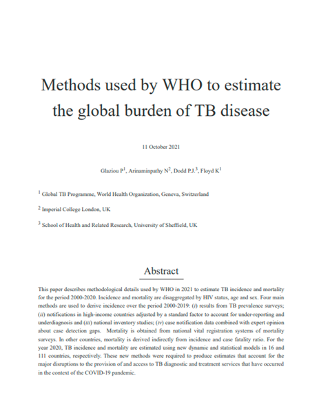 Methods used by WHO to estimate the global burden of TB disease