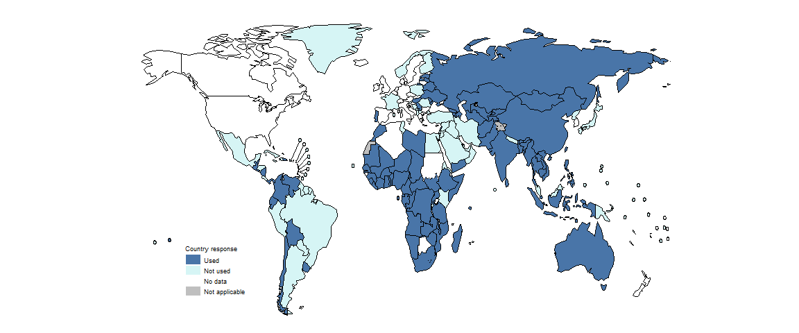 World map showing which countries used all-oral shorter MDR-TB treatment regimens World map showing which countries used all-oral shorter MDR-TB treatment regimens