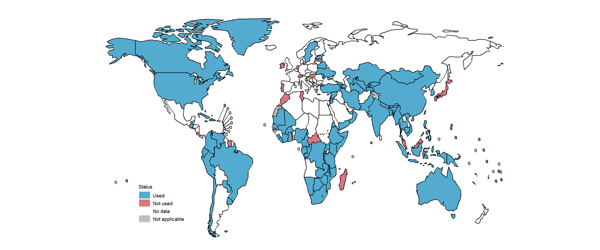 Map showing countries using rifapentine for TB preventive treatment Map showing countries using rifapentine for TB preventive treatment