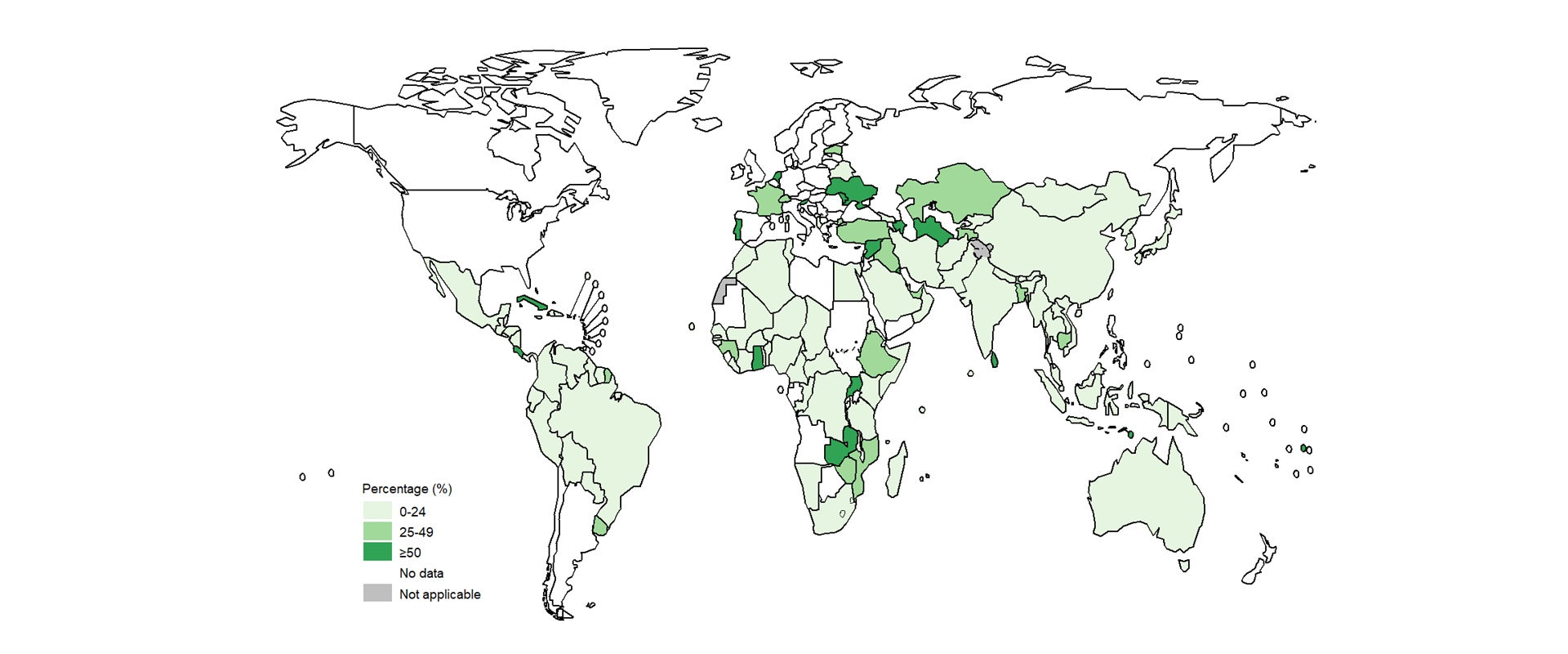 Map showing estimated percentage of household contacts given TB preventive treatment Map showing estimated percentage of household contacts given TB preventive treatment