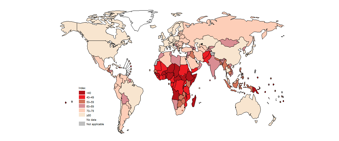 Map of UHC service coverage index Map of UHC service coverage index