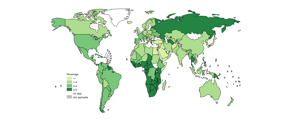 Estimated percentage of incident TB cases attributable to HIV infection Estimated percentage of incident TB cases attributable to HIV infection