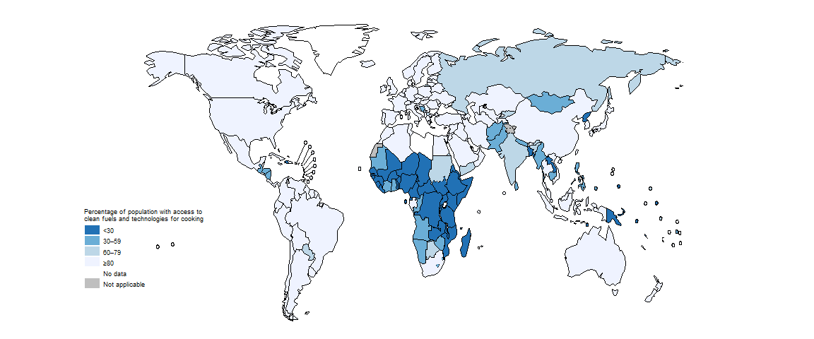 Status of selected SDG indicators beyond SDG 3 at country level Access to clean cooking fuels Status of selected SDG indicators beyond SDG 3 at country level Access to clean cooking fuels