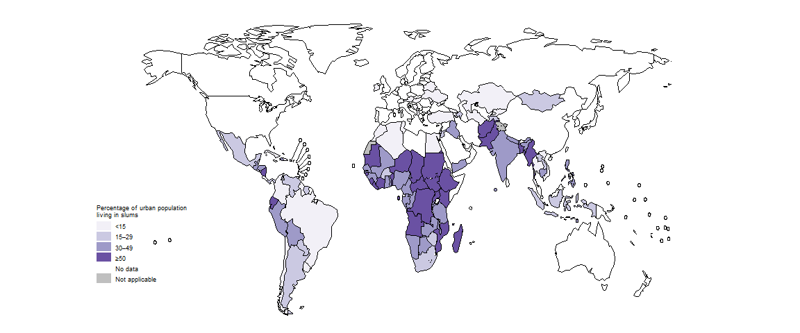 Status of selected SDG indicators beyond SDG 3 at country level Living in slums Status of selected SDG indicators beyond SDG 3 at country level Living in slums