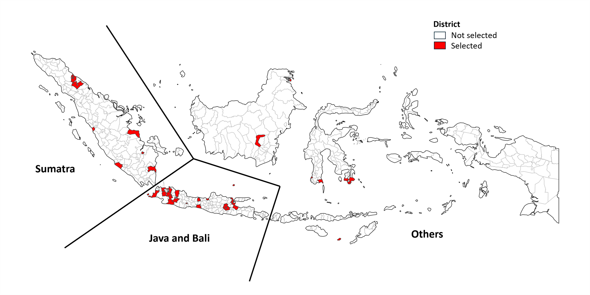 Fig1-Map Districts selected for the second national TB inventory study
