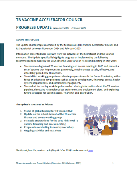 Progress update report of the TB Vaccine Accelerator Council: November 2024-February 2025
