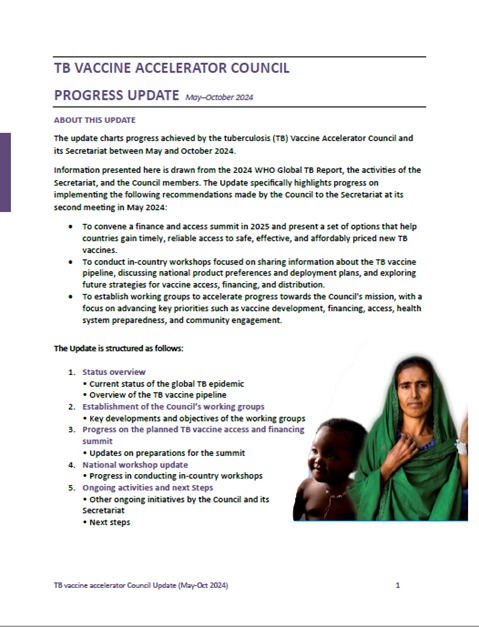 Progress update report of the TB Vaccine Accelerator Council: May-October 2024