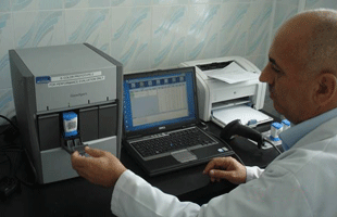 Sputum samples being tested using the Xpert MTB/RIF assay during demonstration phase in Azerbaijan