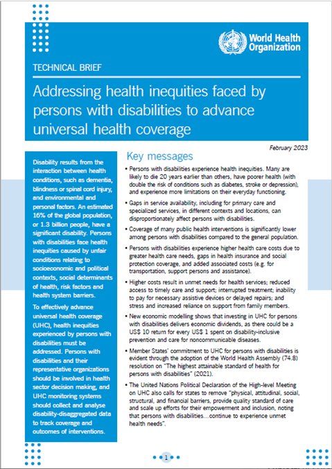 Addressing health inequities faced by persons with disabilities to advance universal health coverage