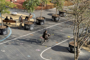 One of the repurposed Superblock streets in Barcelona