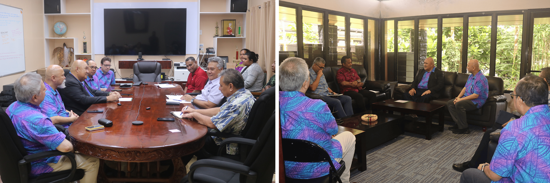 A group of men in a meeting in Micronesia