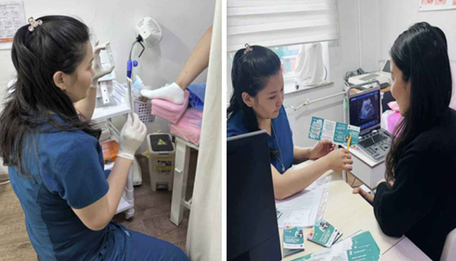 A doctor conducts HPV screening in Mongolia