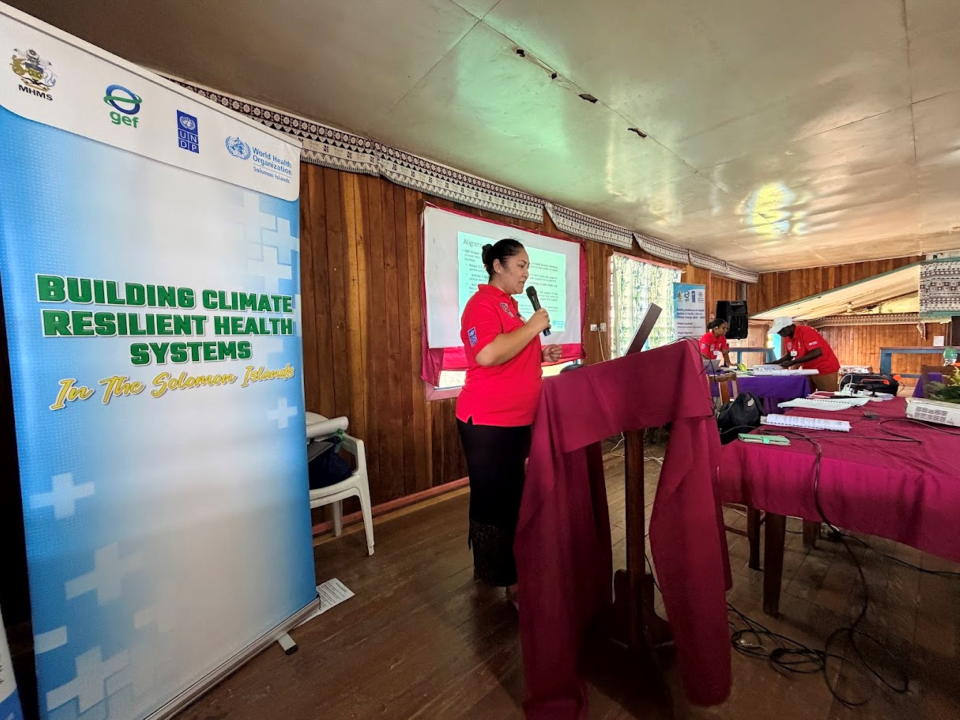 A person delivering a speech.