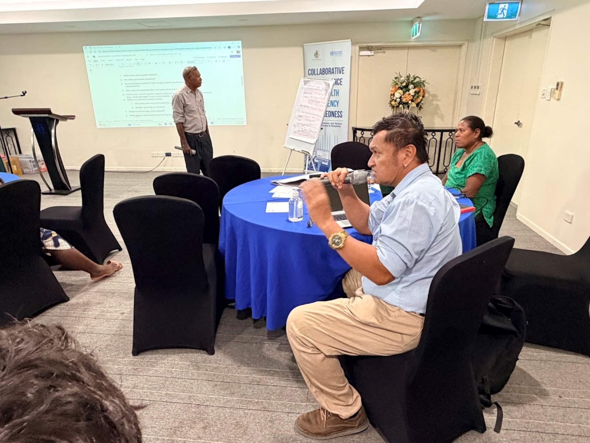 A participant making an intervention.