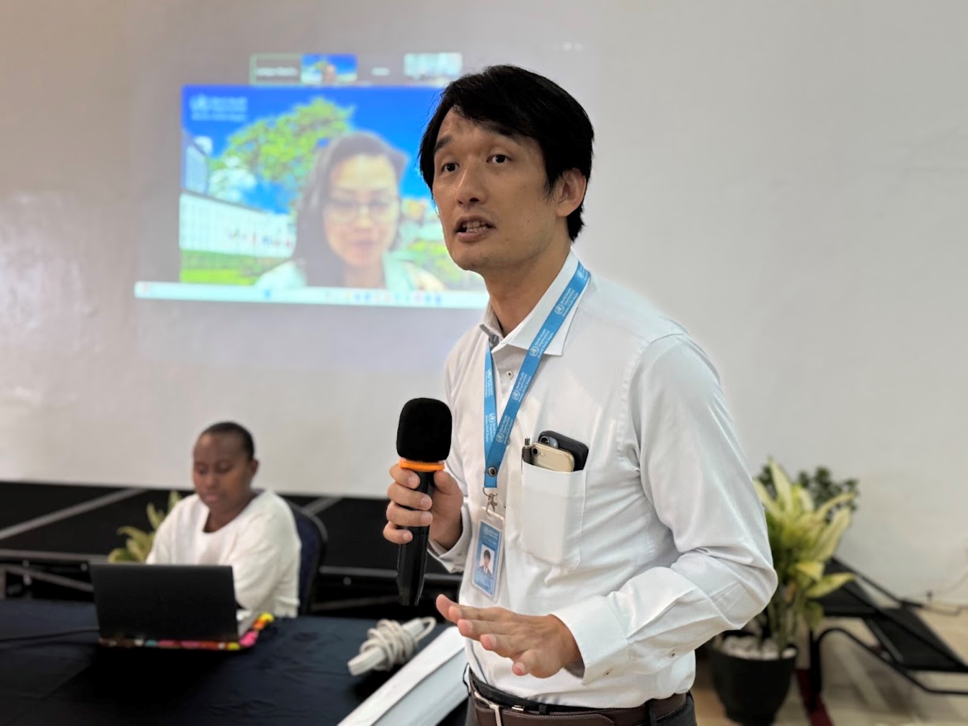 A facilitator discussing