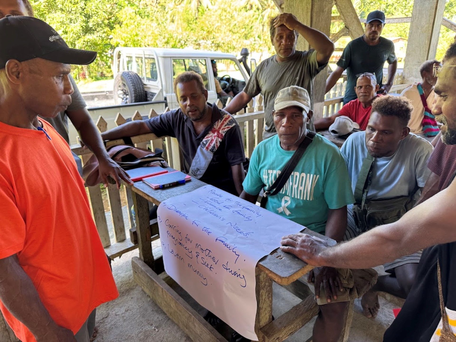 Men taking part in a group work