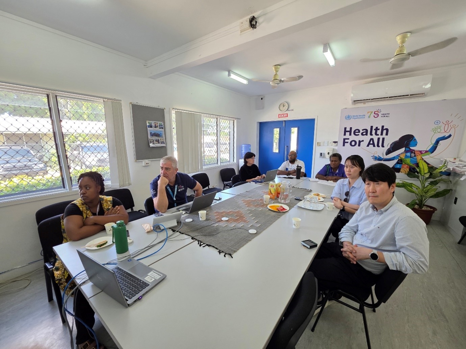 People watching a presentation.